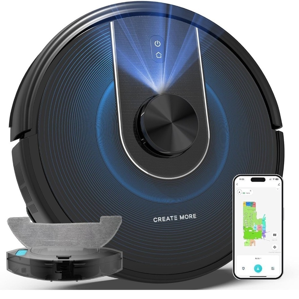 Bagotte G6 Robot Vacuum & Mop 6000Pa LiDAR Mapping WiFi Alexa Remote Pet Hair